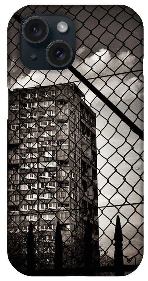 City iPhone Case featuring the photograph Gritty London Tower Block and Fence - East End London by Lenny Carter