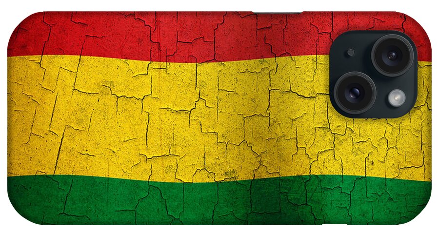 Aged iPhone Case featuring the digital art Grunge Bolivia flag by Steve Ball