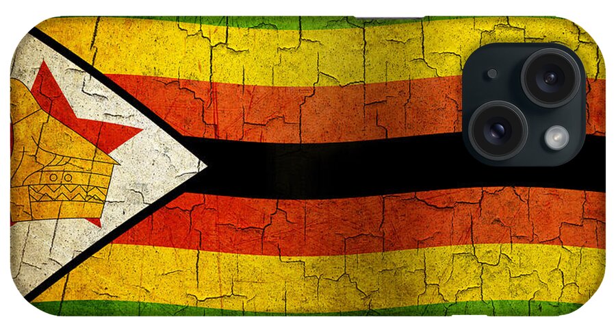 Aged iPhone Case featuring the digital art Grunge Zimbabwe flag by Steve Ball