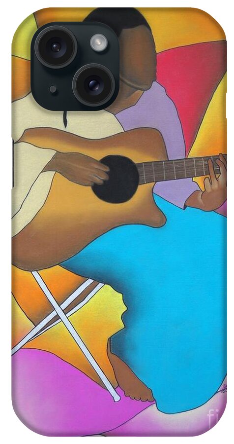 African American Art iPhone Case featuring the drawing Guitar Player by Sonya Walker