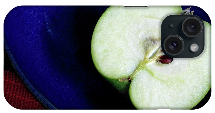 Healthy Eating iPhone Case featuring the photograph Half Of A Green Apple In A Blue Bowl by Rebecca E Marvil