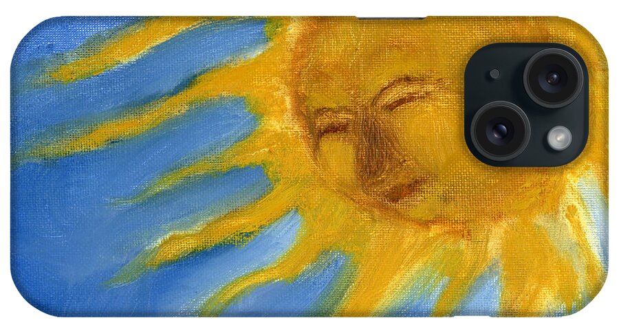 Sun iPhone Case featuring the painting Hand Painted Sun Face Old Sol by Lenora De Lude