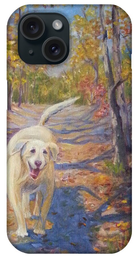 Woods iPhone Case featuring the painting Happy Dog by Sharon Casavant
