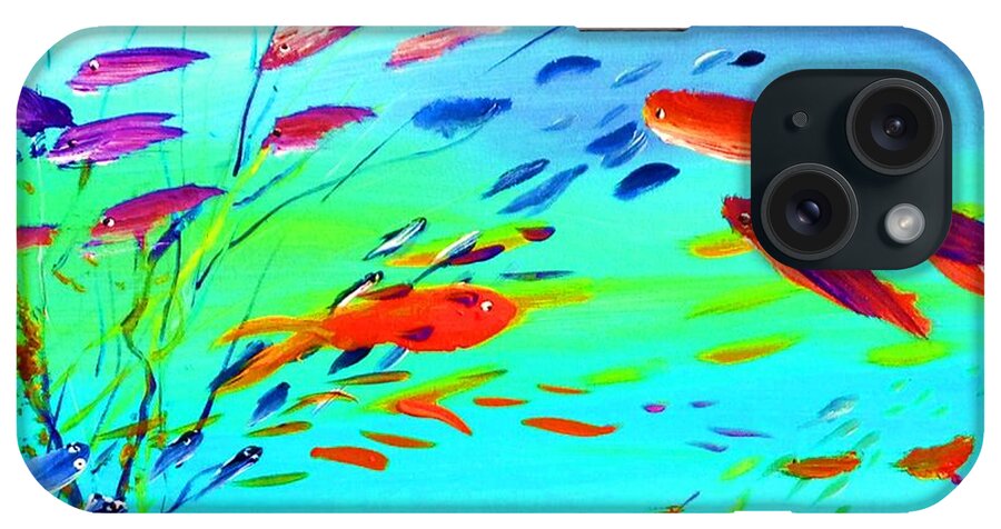  iPhone Case featuring the painting Happy Fish Day by James and Donna Daugherty