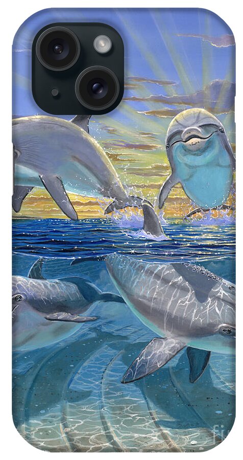 Dolphin iPhone Case featuring the painting Happy Hour Re003 by Carey Chen