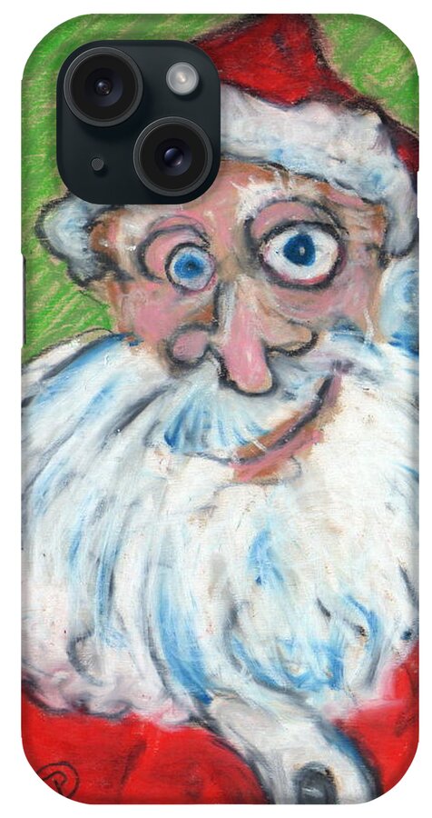 Christmas iPhone Case featuring the painting happy Santa by Todd Peterson