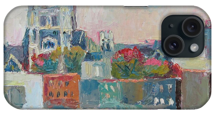 Harlem iPhone Case featuring the painting Harlem Rooftops by Linda Novick
