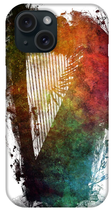 Harp iPhone Case featuring the digital art Harp colored instrumental music by Justyna Jaszke JBJart