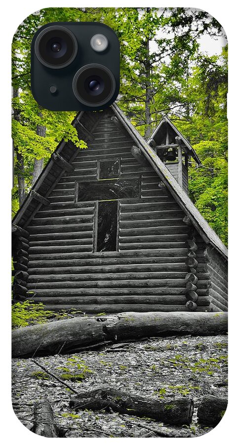  iPhone Case featuring the photograph Hartwick Pines Chapel BWG by Daniel Thompson