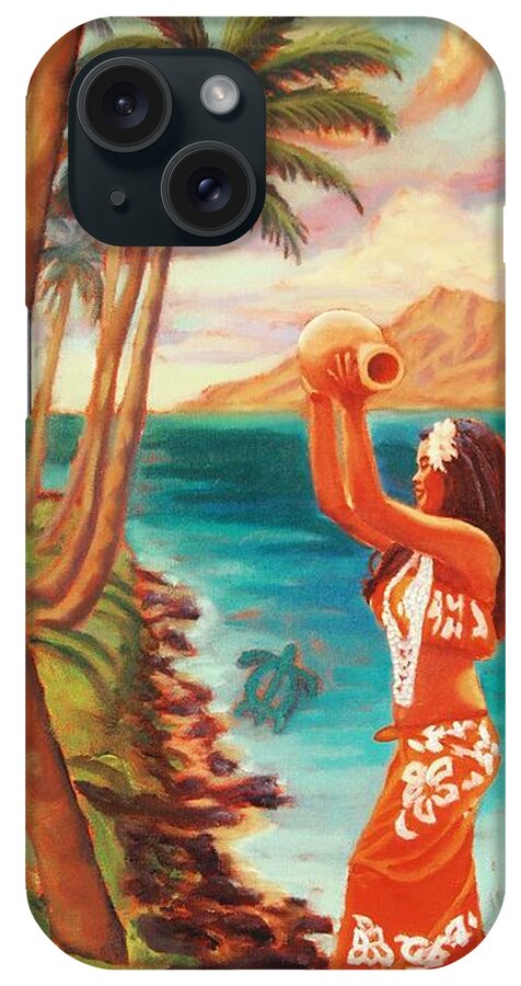 Hula iPhone Case featuring the painting Hawaiian Hula Wahine by Janet McDonald