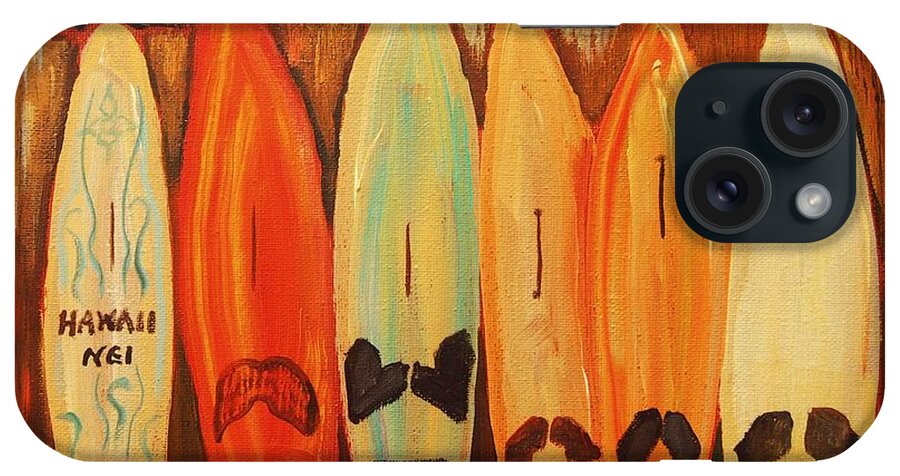 Hawaii iPhone Case featuring the painting Hawaiian Surfboards by Janet McDonald