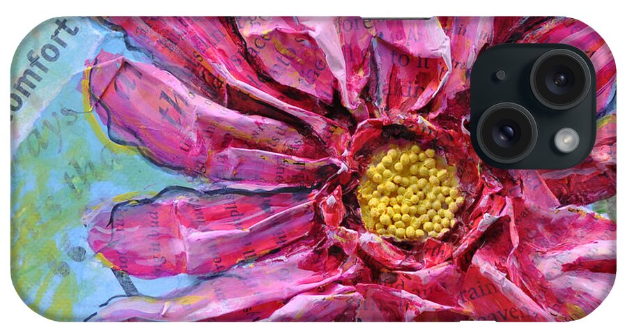 lisa Fiedler Jaworski iPhone Case featuring the painting Healing Pink Zinnia by Lisa Jaworski