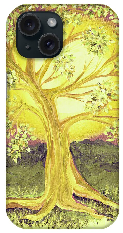 First Star iPhone Case featuring the painting Heart of Gold Tree by jrr by First Star Art