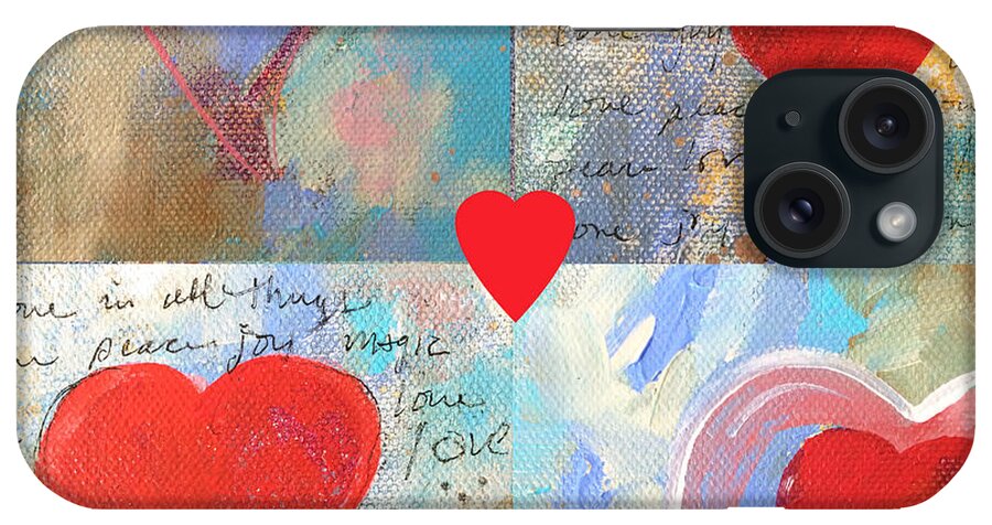 Four Heart Images iPhone Case featuring the painting Heart Paintings by Robin Pedrero