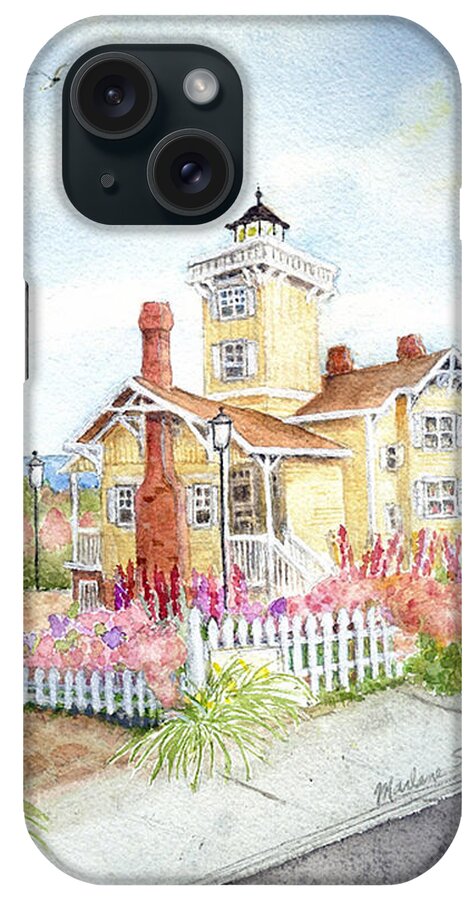 Hereford Inlet Lighthouse iPhone Case featuring the painting Hereford Inlet Lighthouse by Marlene Schwartz Massey