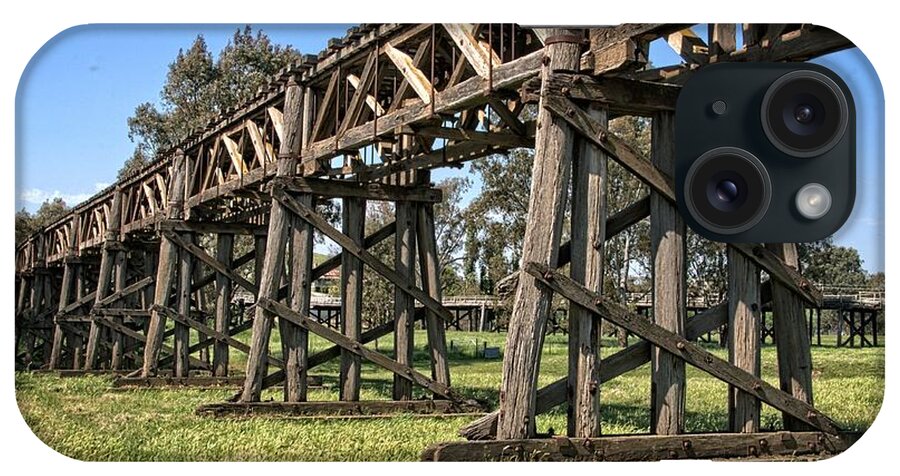Heritage iPhone Case featuring the photograph Heritage Rail Bridge crossing the Murrumbidgee Flood Plain by Peter Kneen