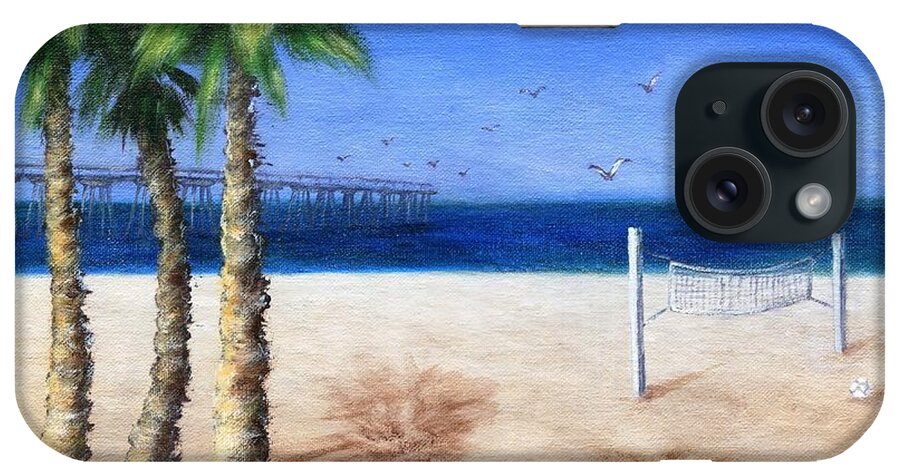 Palm iPhone Case featuring the painting Hermosa Beach Pier by Jamie Frier