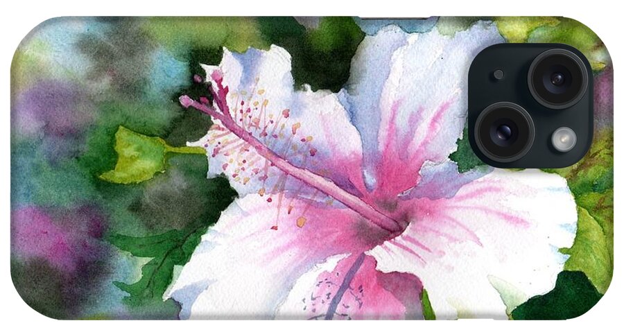 White iPhone Case featuring the painting Hibiscus by Tammy Crawford