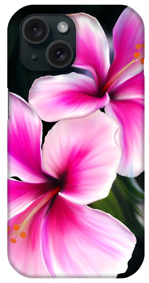 Hibiscus iPhone Case featuring the painting Hibiscuses by Laura Bell