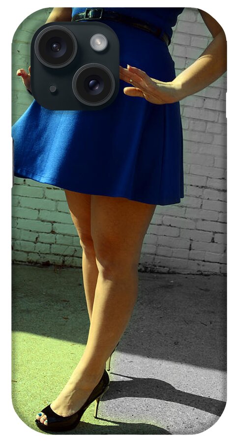 Dress iPhone Case featuring the photograph High Heels and a Blue Skirt by La Dolce Vita