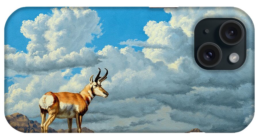 Landscape iPhone Case featuring the painting High Meadow - Pronghorn by Paul Krapf