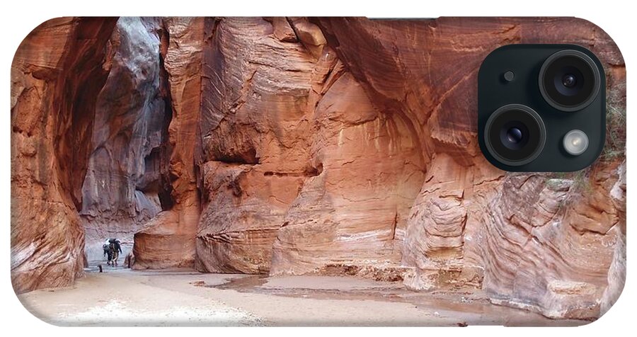 Tranquility iPhone Case featuring the photograph Hikers Entering Buckskin Gulch From by Photograph By Michael Schwab
