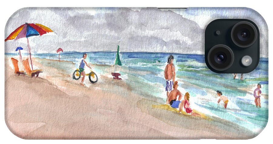 Hilton iPhone Case featuring the painting Hilton Beach Play by Clara Sue Beym