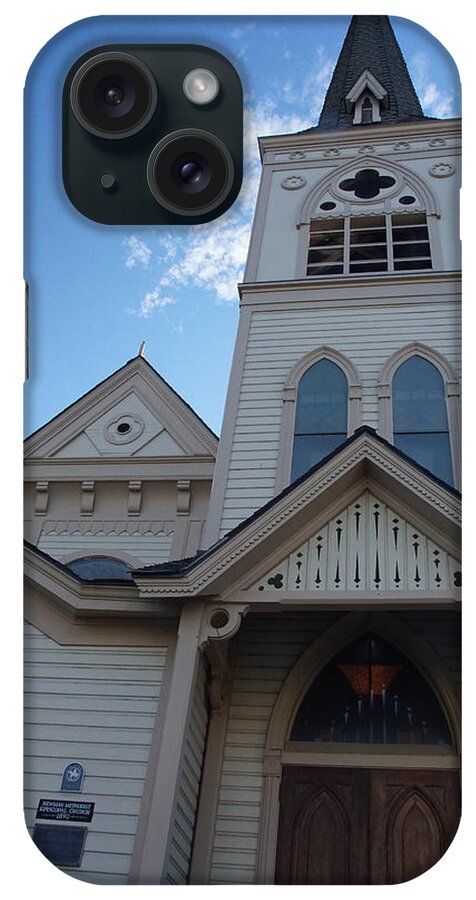 Historic iPhone Case featuring the photograph Historic Methodist Church Looking Up by Mick Anderson