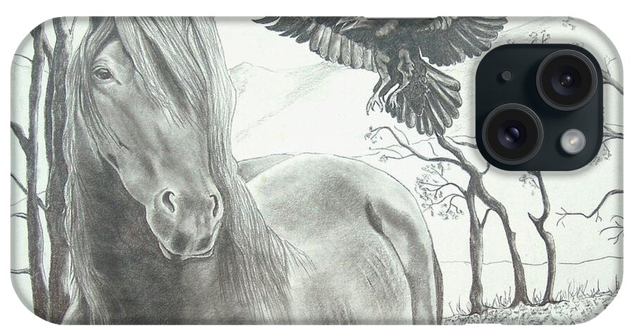 Horse Prints iPhone Case featuring the drawing Hitch'N a Ride by Joette Snyder