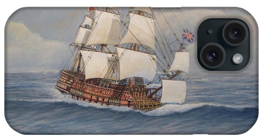 Tall Ships iPhone Case featuring the painting HMS Royal Sovereign by William Ravell