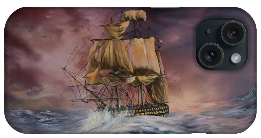 H.m.s Victory iPhone Case featuring the painting H.M.S Victory by Jean Walker