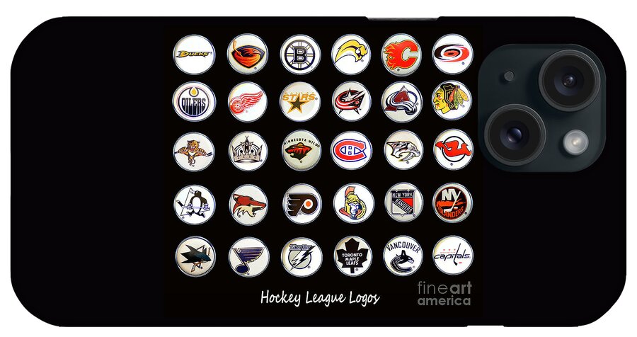 Hockey League Logos iPhone Case featuring the digital art Hockey League Logos Bottle Caps by Barbara A Griffin