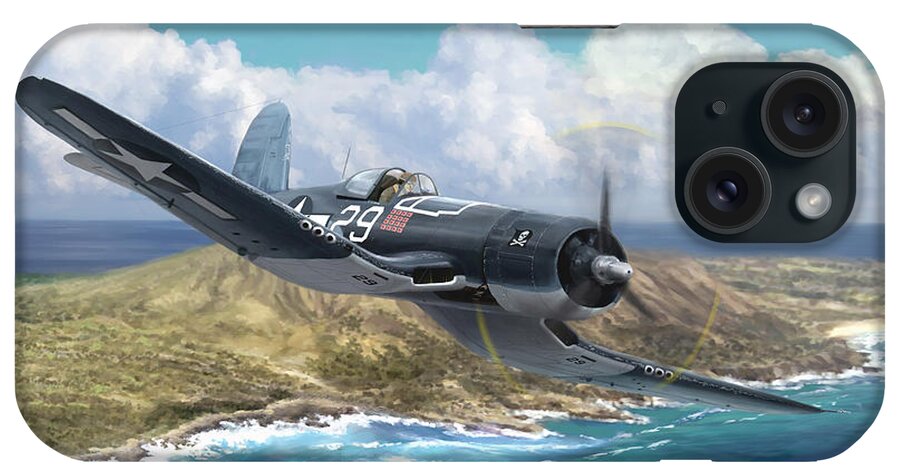 Ike Kepford iPhone Case featuring the painting Hog Driver Vf 17 Jolly Rogers Top Ace Ike Kepford by Mark Karvon