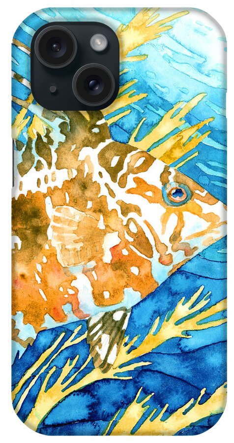Hogfish iPhone Case featuring the painting Hogfish Portrait by Pauline Walsh Jacobson