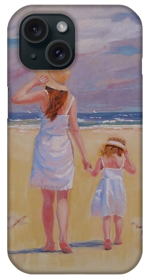 The Beach iPhone Case featuring the painting Hold On by Laura Lee Zanghetti
