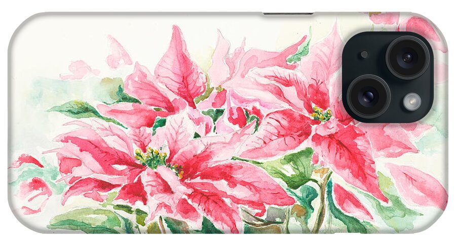 Greeting Cards iPhone Case featuring the painting Holiday Flowers by Elisabeta Hermann