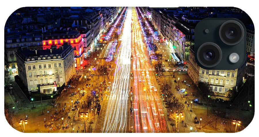 Arc De Triomphe iPhone Case featuring the photograph Holiday Lights on the Champs-Elysees by Joel Thai