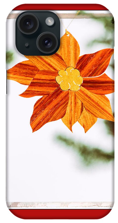 Christmas iPhone Case featuring the photograph Holiday Pointsettia Art Ornament in Red by Jo Ann Tomaselli