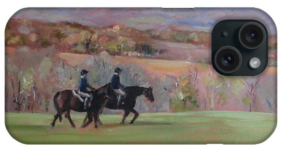 Horses iPhone Case featuring the painting Hollins Equestrians by Susan Bradbury