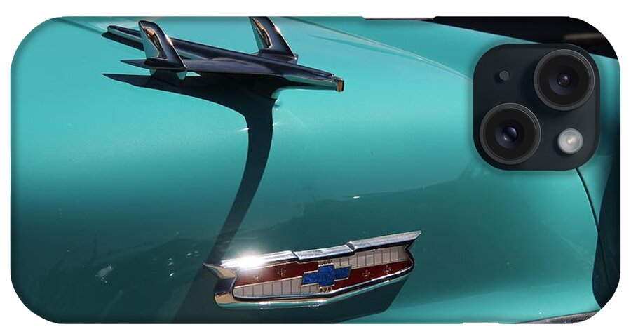 Hood Ornaments iPhone Case featuring the photograph Hood ornament for 57 chevy by Yumi Johnson
