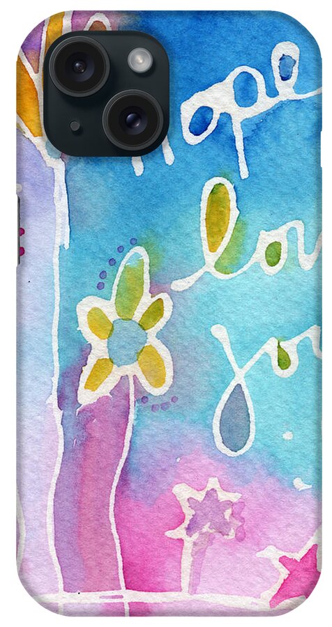 Hope iPhone Case featuring the painting Hope Love Joy by Linda Woods