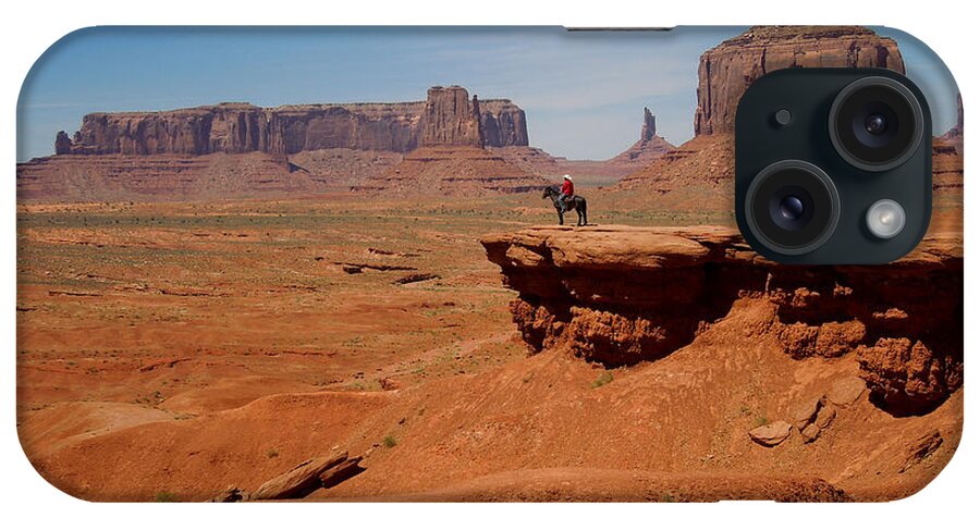 Horse iPhone Case featuring the photograph Horse and Rider in Monument Valley by Alan Socolik