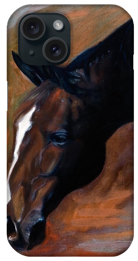 Horse iPhone Case featuring the painting horse - Apple copper by Go Van Kampen