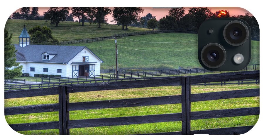 Farm iPhone Case featuring the photograph Horse Farm Sunset by Alexey Stiop