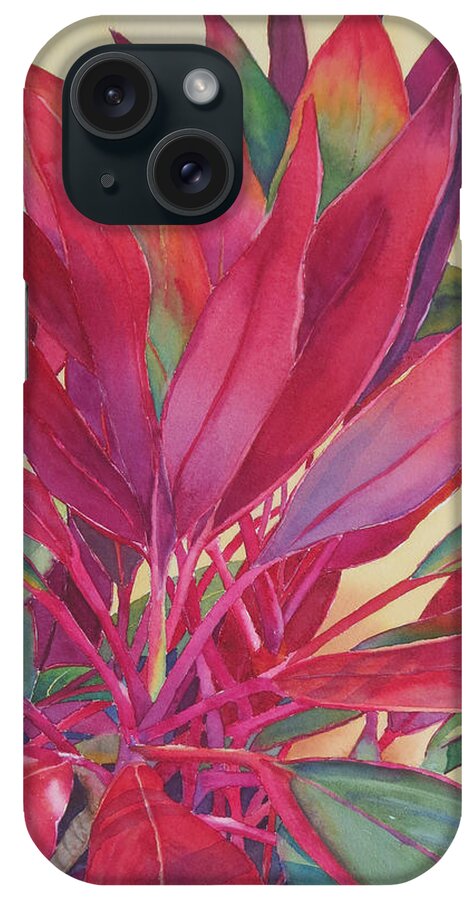 Hawaiian Ti iPhone Case featuring the painting Hot Ti by Judy Mercer