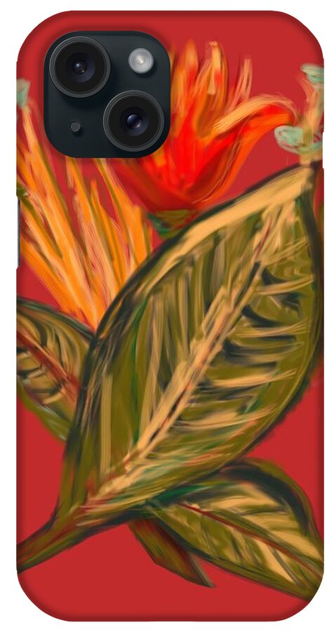 Floral iPhone Case featuring the digital art Hot Tulip R by Christine Fournier