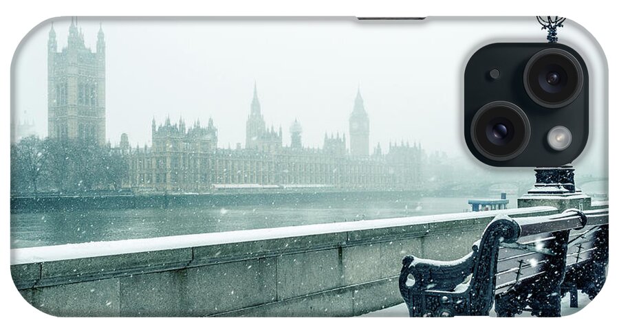 Clock Tower iPhone Case featuring the photograph Houses Of Parliament In The Snow by Doug Armand