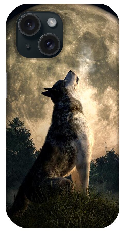 Wolf iPhone Case featuring the digital art Howling Wolf by Daniel Eskridge