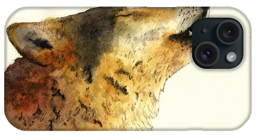 Wolf iPhone Case featuring the painting Howling wolf. by Juan Bosco