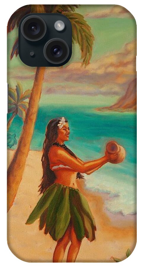 Vintage Hawaiian iPhone Case featuring the painting Hula Aloha by Janet McDonald